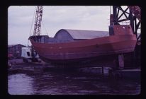 launching 86' trawler, stern